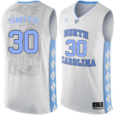 Men #30 K.J. Smith North Carolina Tar Heels College Basketball Jerseys Sale-White - Click Image to Close